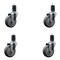 Service Caster 4'' SS Thermoplastic Rubber Wheel Swivel 1-5/8'' Expanding Stem Caster Set, 4PK SCC-SSEX20S414-TPRB-158-4 - alternate 1
